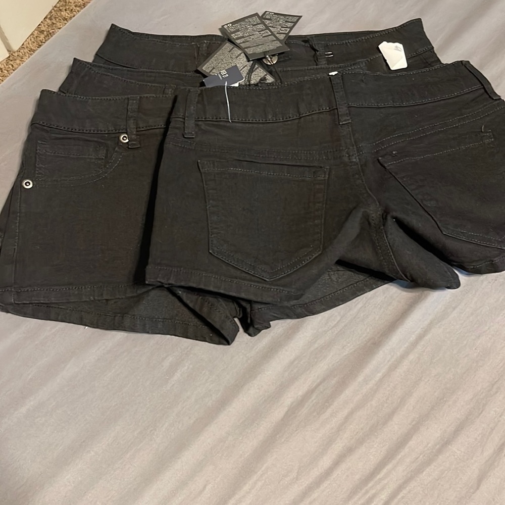 Black denim shorts